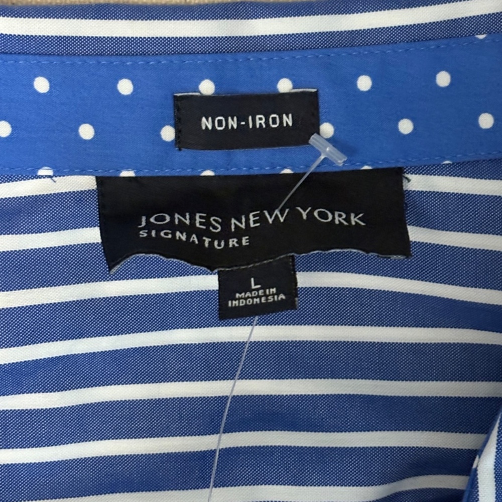 Women's Jones New York Striped Long Sleeve Dress Shirt Size Large - Picture 7 of 10